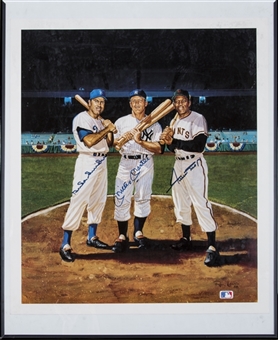 New York Centerfielders Multi Signed 22x26 Poster With 3 Signatures: Duke Snider, Mickey Mantle & Willie Mays (Beckett)